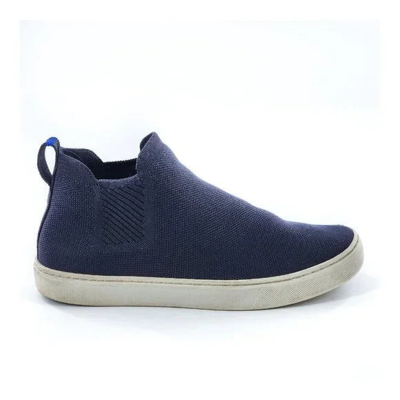 ROTHY'S The Chelsea Boot Slip On  High Top Sneakers in Navy Knit - Picture 6 of 12